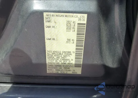 2017 Nissan Altima 2.5 S z USA, uszkodzony, nr VIN 1N4AL3AP0HN310551